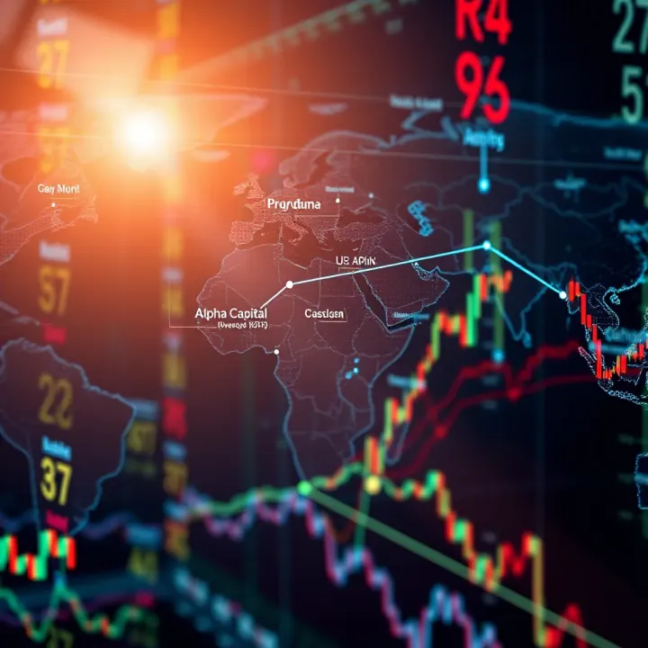 Alpha Capital Influence on Global Financial Markets Global financial market network highlighting connections between different stock exchanges