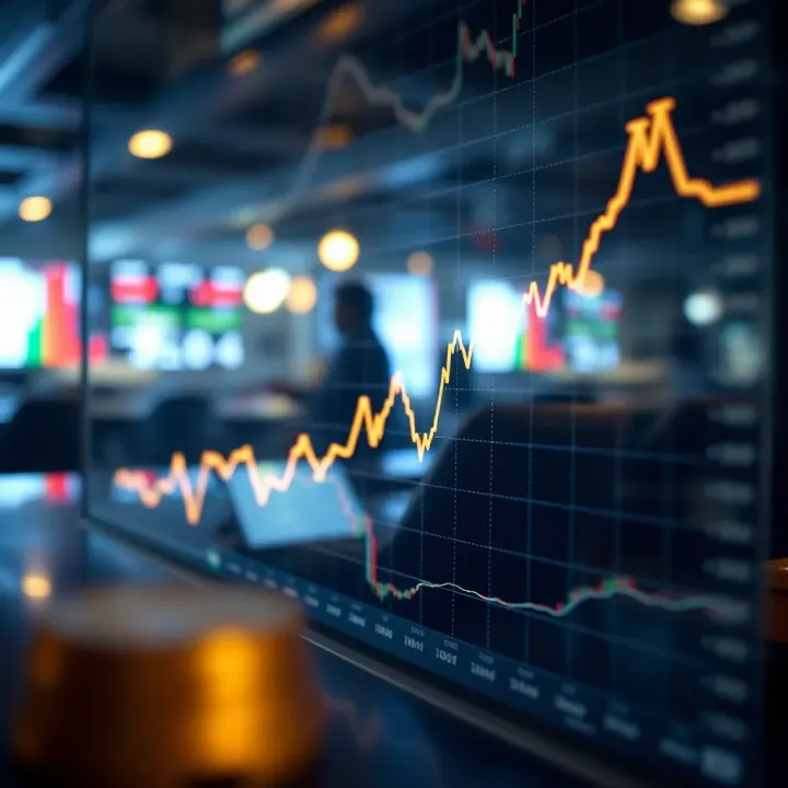 Graph showing upward and downward trends in cryptocurrency market values