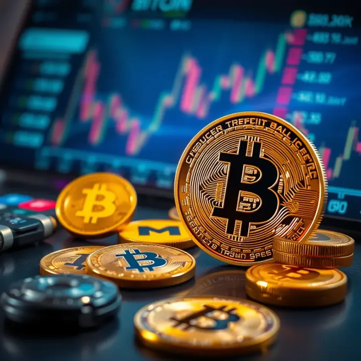 Economic and Technological Influences on Digital Currency Pricing Conceptual illustration of economic factors affecting digital currency prices including technology and market demand