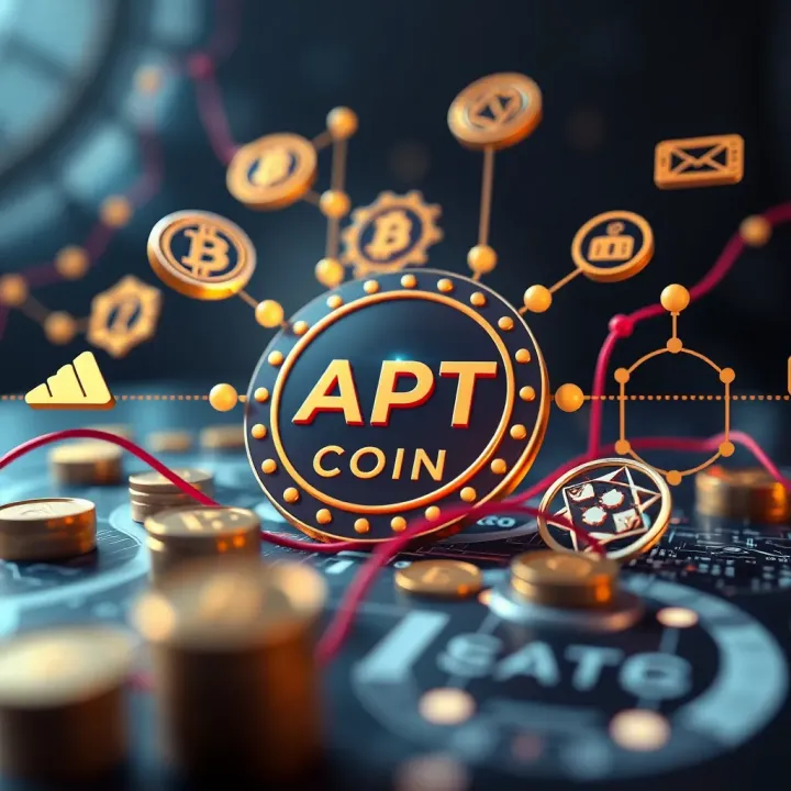 Overview of APT Coin Technology and Adoption Prospects Digital representation of APT Coin technology surrounded by blockchain symbols and adoption icons