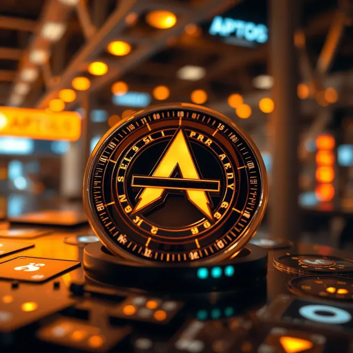 Futuristic representation of blockchain technology enhancements influencing Aptos market potential