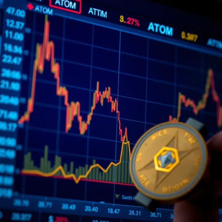 Graph showing fluctuations and trends in ATOM cryptocurrency value over time