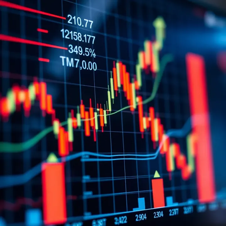Graph showing automated trading system performance with candlestick charts and upward trend lines