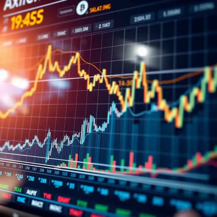Axie Infinity Token Market Trends and Price Forecast Graph showing rising and falling trends of Axie Infinity tokens in a digital market environment
