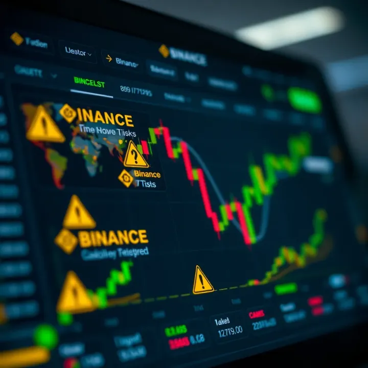 Navigating Binance Trading Risks and Compliance in Pakistan Diagram showing Binance platform interface with caution symbols highlighting trading risks and compliance tips
