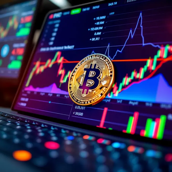 Analytical Tools for Bitcoin Investment Decisions Digital representation of Bitcoin with charts and analytical tools for investment decisions