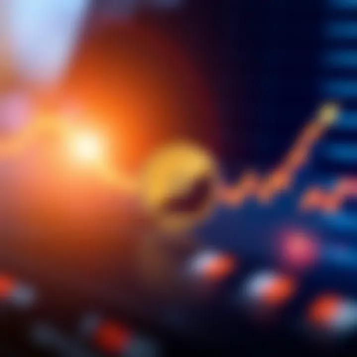 Graph showing upward trend of ATOM cryptocurrency value with market indicators