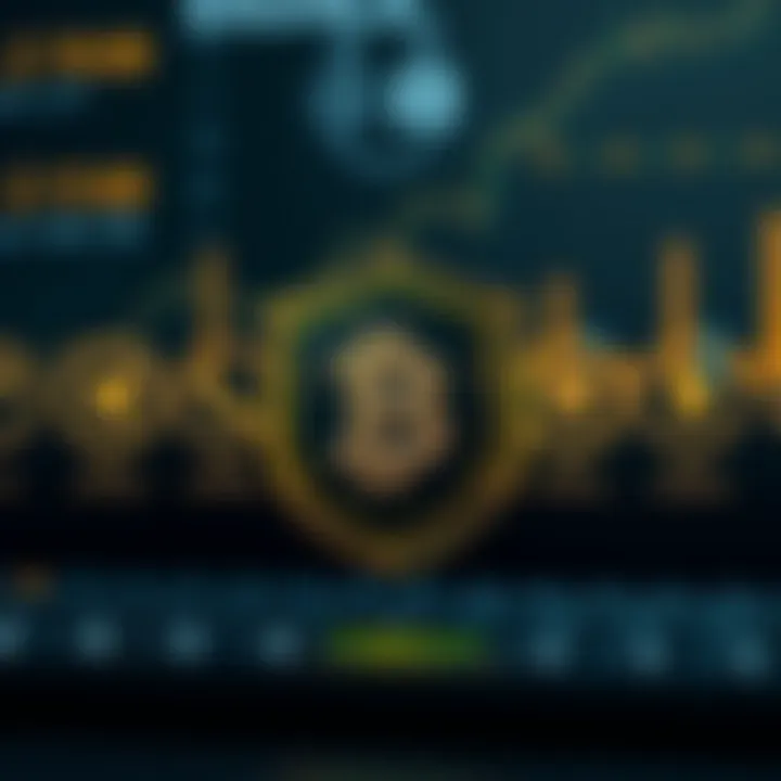 Visual representation of secure communication with cryptocurrency symbols and shield icons