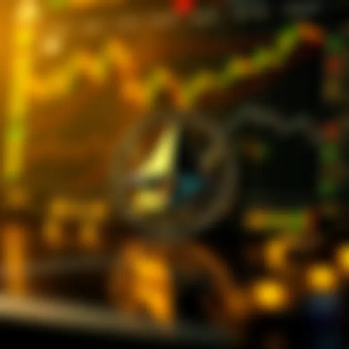 Conceptual illustration of market factors influencing Cardano's ADA value with charts and data points