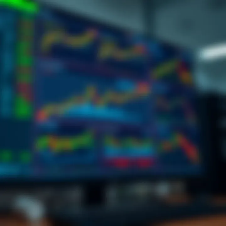 A modern digital trading platform displaying various financial charts and binary options