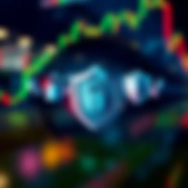 Conceptual illustration of security features on a trading platform including locks and shields