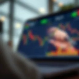 User interface of a trading application displaying stock charts and market data