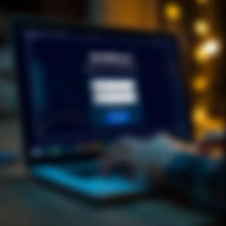 User entering login credentials on laptop for secure XtreamForex account access