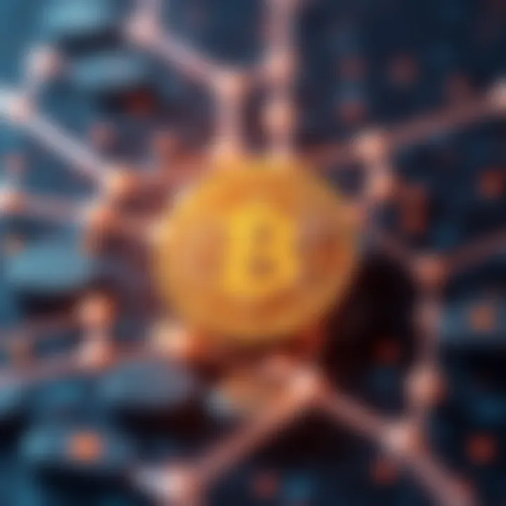 Illustration showing a digital ledger with interconnected blocks representing blockchain technology behind Bitcoin