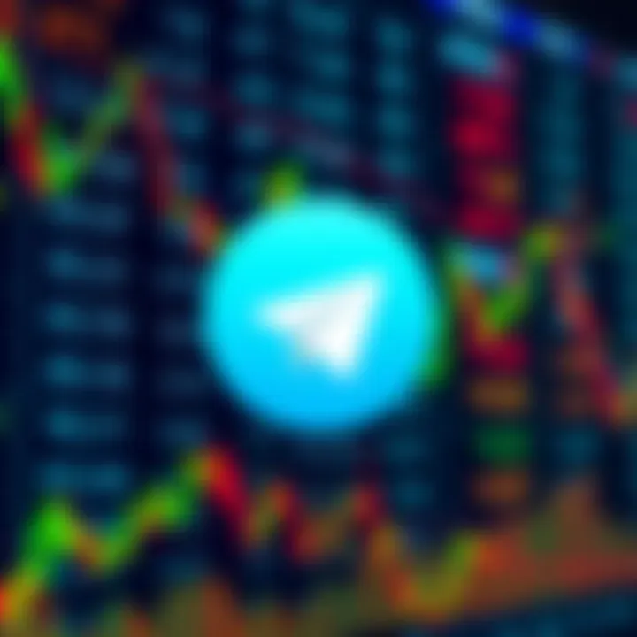 Chart displaying fluctuating currency values with Telegram logo indicating forex signals delivered via messaging platform