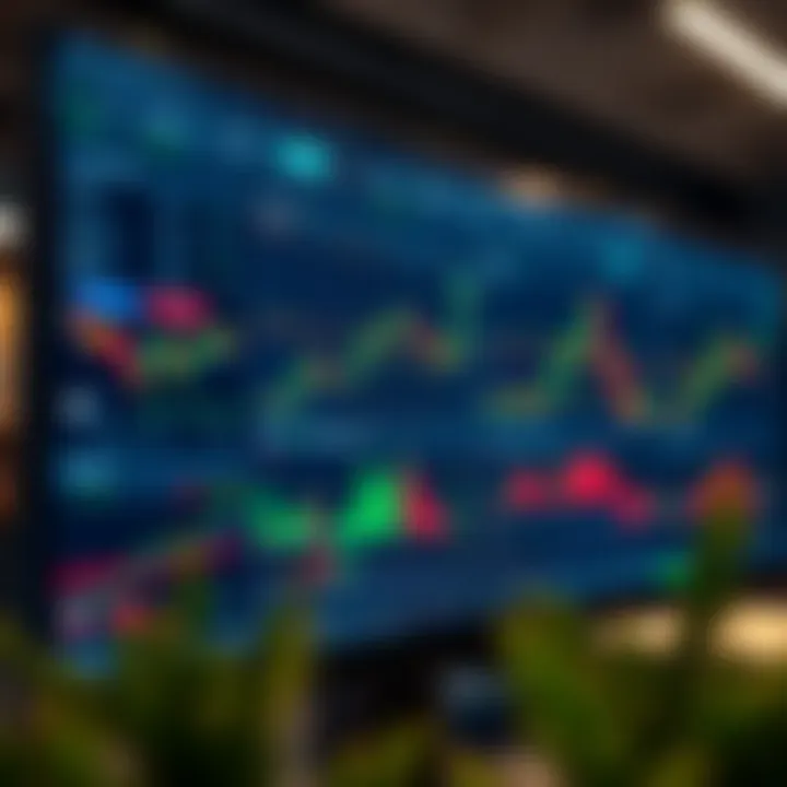 TradingView platform showing diverse financial charts and technical indicators on a digital screen