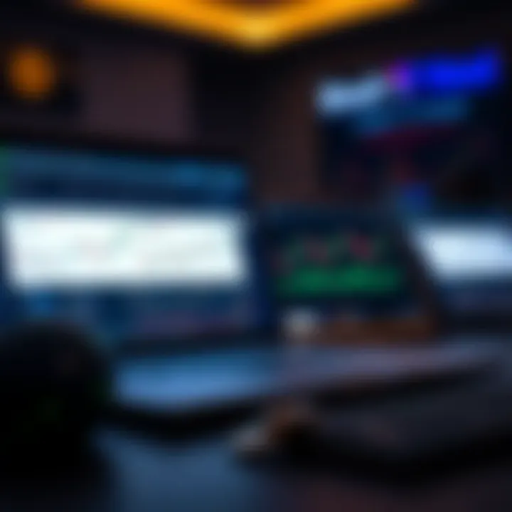 Key Cryptocurrency Trading Platforms Used by Pakistani Investors Illustration of a laptop displaying popular crypto trading platforms and charts