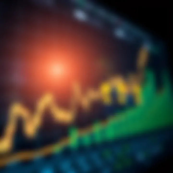 Graph showing forex trading competition with upward trend lines and prize icons
