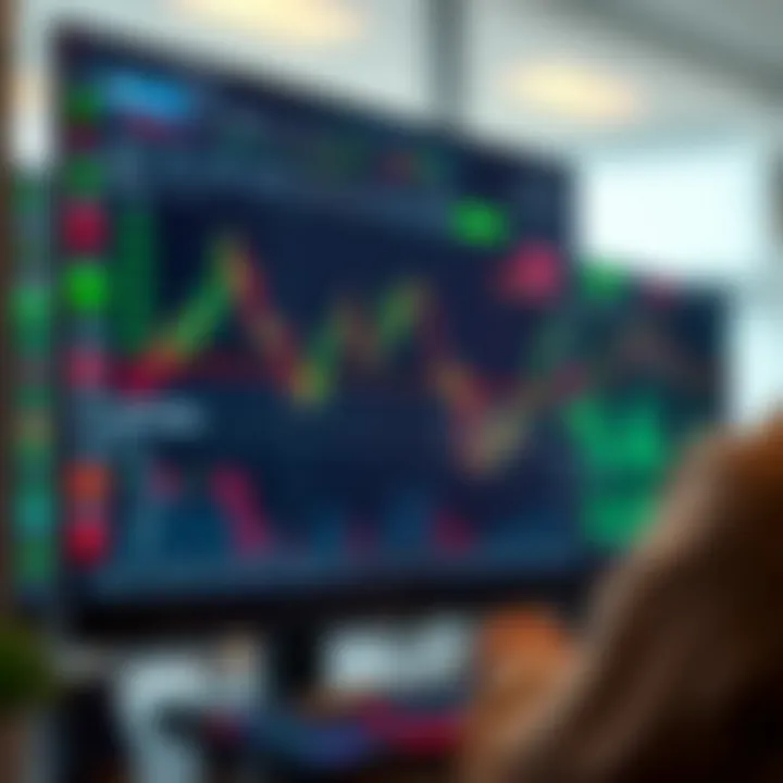 Illustration of forex trading platform interface showing key indicators, charts, and risk management tools