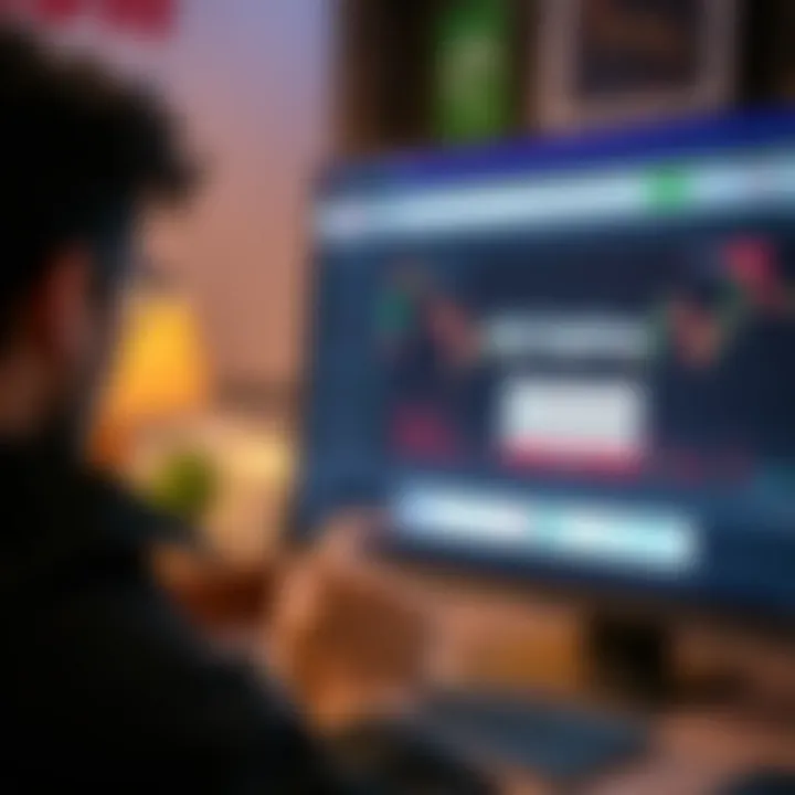 User entering login credentials on IQ Option trading platform interface