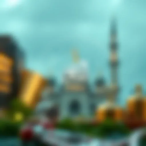 Conceptual representation of Islamic finance principles with financial symbols and Quranic motifs