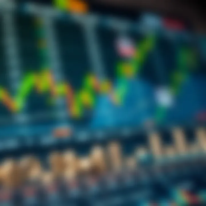 Illustration of various trading concepts including stock charts, forex symbols, and commodities icons