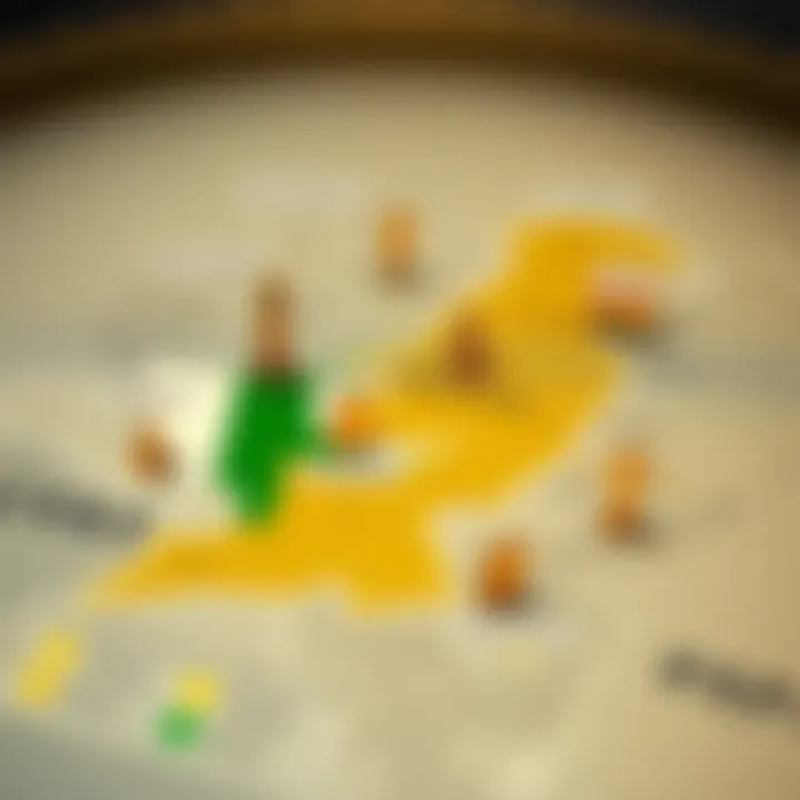 Map highlighting Pakistan with icons representing economic indicators and geopolitical factors affecting gold prices