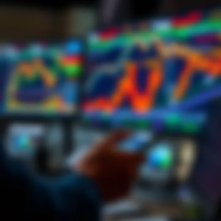 Illustration of a trader analyzing forex charts and signals on a mobile device, highlighting decision-making in trading