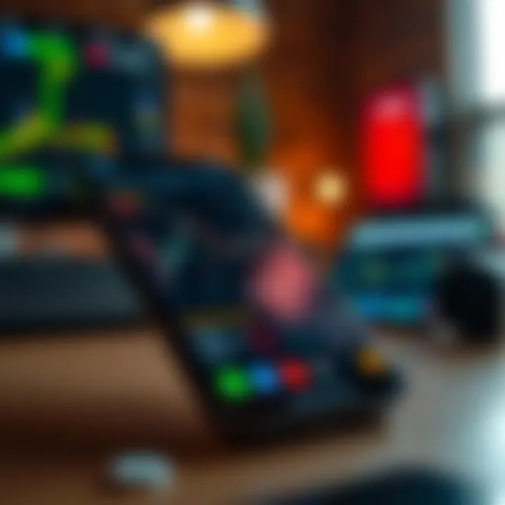 Smartphone displaying popular trading platforms with charts and investment options