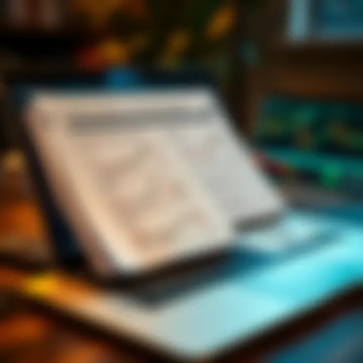 Open PDF guide on a laptop displaying trading pattern analysis and annotations