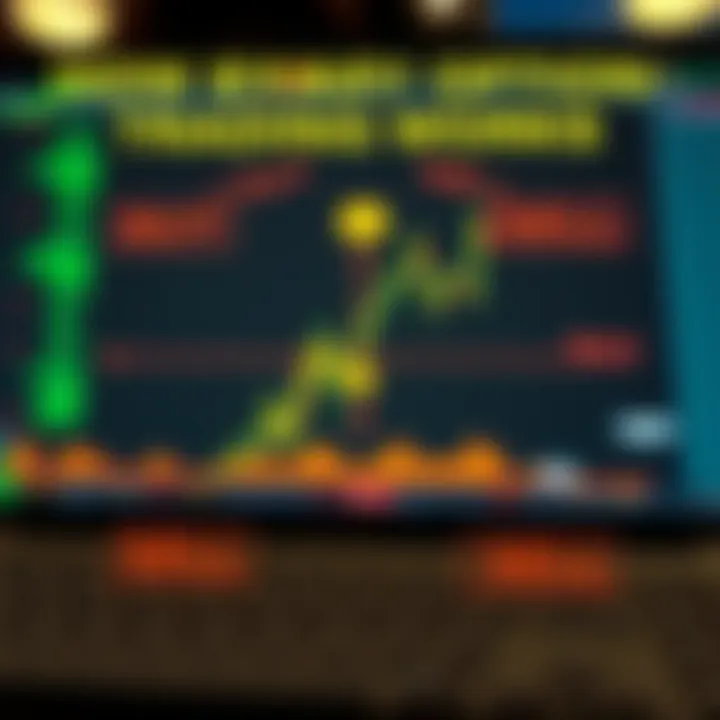 Diagram showing the mechanics of binary option trading with buy and sell choices