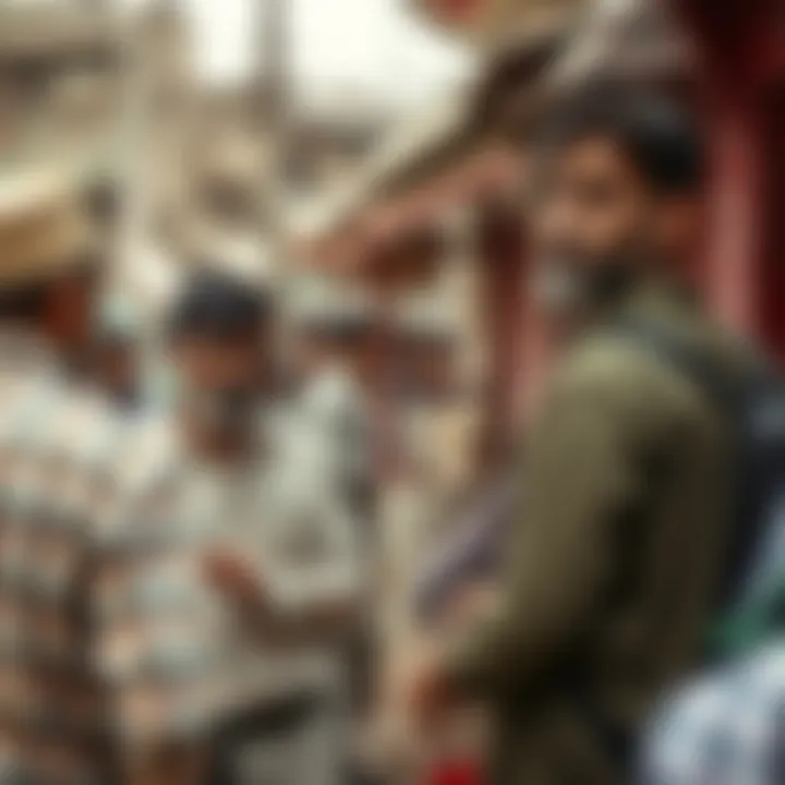 Traditional Pakistani street scene illustrating everyday conversational interactions