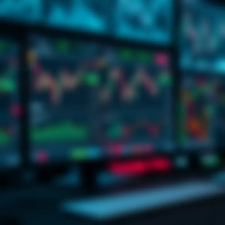 Screen displaying various trading platforms and tools with graphs and market indicators