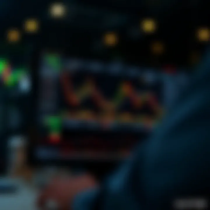 Illustration showing the interface of an online trading platform with charts and trading options