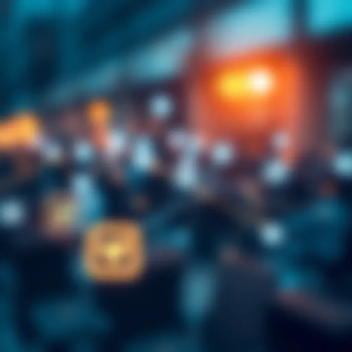 Digital icons representing social media platforms connected by network lines symbolizing the spread of trending opinions