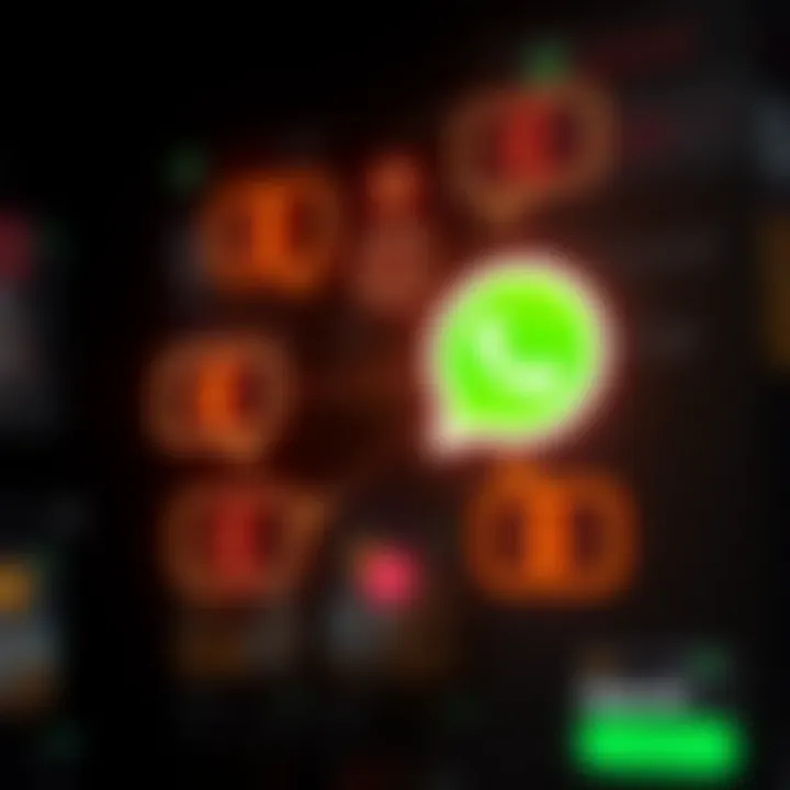 Graphic showing interconnected chat bubbles with currency symbols, representing communication of forex signals on WhatsApp