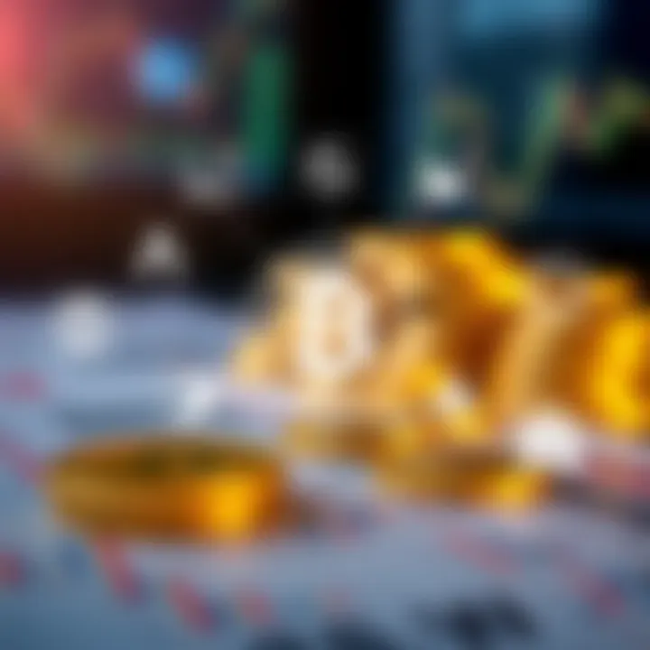 Illustration of factors influencing gold price fluctuations with icons representing economic indicators and market trends