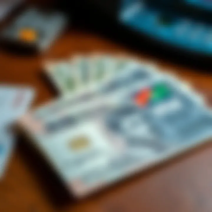 Pakistani Currency and ATM Card Highlighting Withdrawal Limits Close-up of Pakistani banknotes and ATM card on a wooden desk