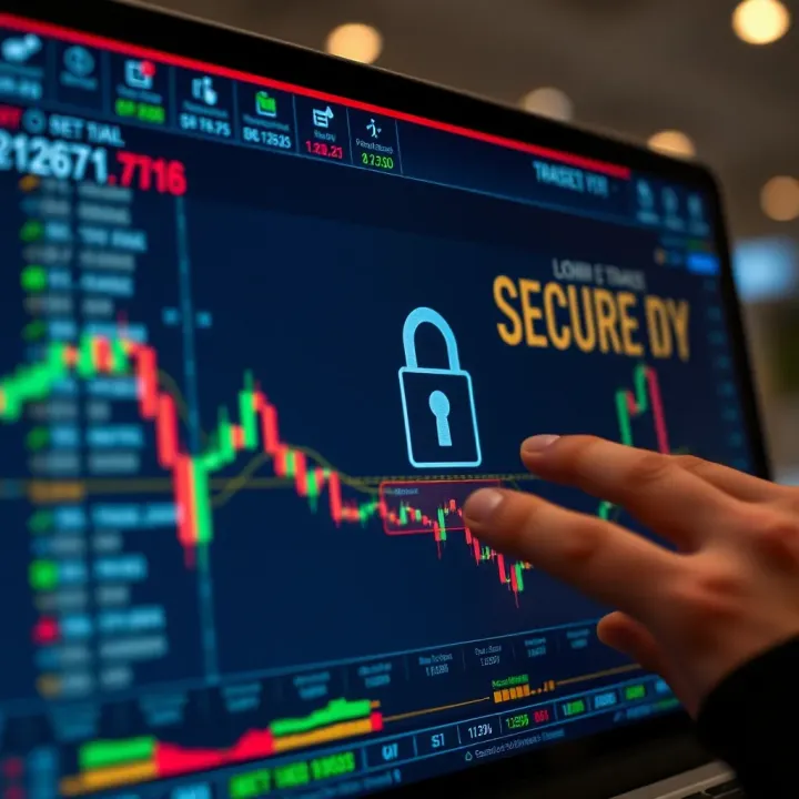 Secure Access and User Authentication on Trading Platforms Secure login screen on a digital trading platform emphasizing security features