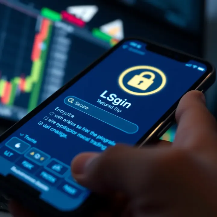 Secure Access Features in Mobile Trading Platforms Secure login screen on a smartphone showing encryption and privacy features for online trading