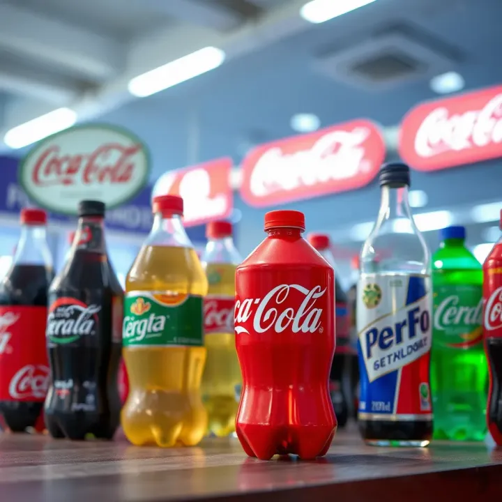 Competitive Landscape and Strategies in the Beverage Industry Market competition concept with different beverage brands and dynamic trends