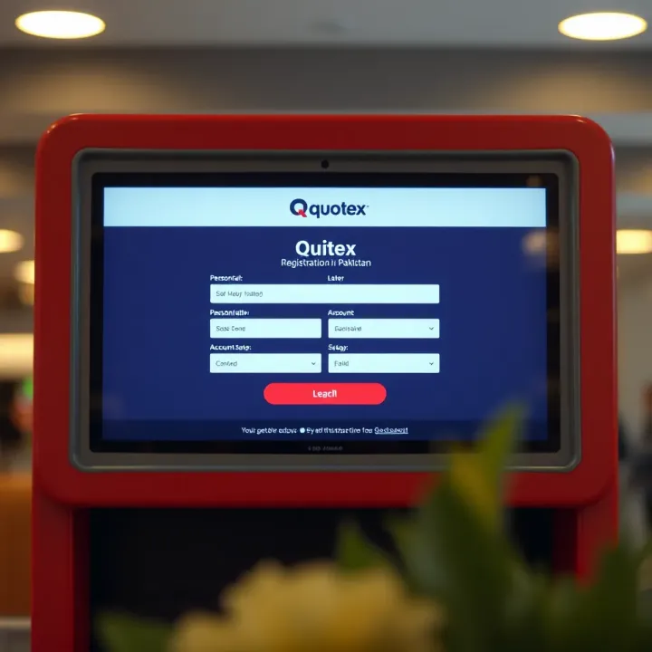 Quotex Registration Form Display for New Users in Pakistan User interface showing Quotex registration form with fields for personal information and account setup