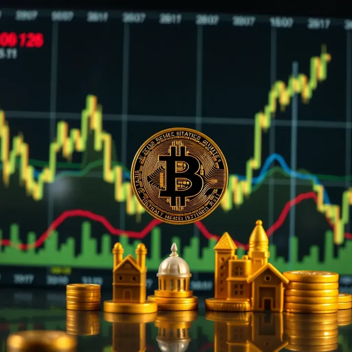 Bitcoin Market Dynamics and Regulatory Impact in Pakistan Graph displaying Bitcoin market fluctuations alongside icons symbolizing regulatory policies and economic factors in Pakistan
