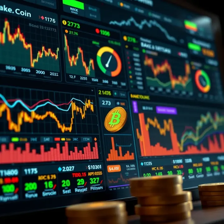 Dashboard with various cryptocurrency market indicators and expert forecasts