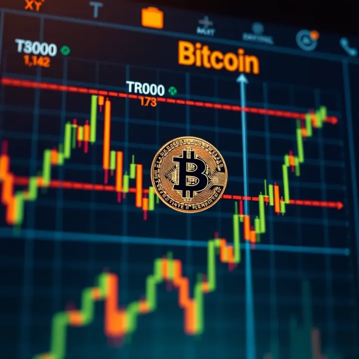 Graph showing Bitcoin price trends with key technical indicators highlighted