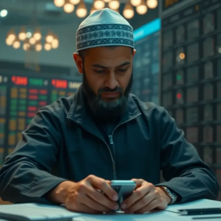 Ethical Considerations and Risk Awareness for Muslim Traders Illustration depicting ethical considerations and risk awareness for Muslim traders in financial markets