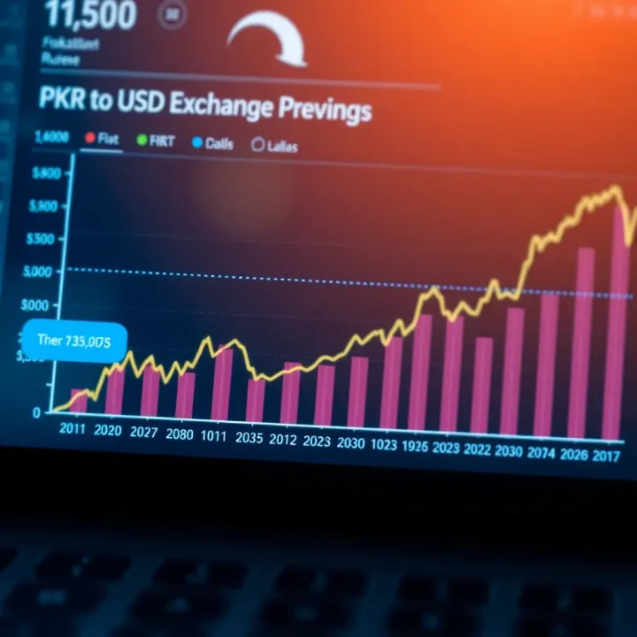 Graph showing fluctuations of the Pakistani Rupee against the US dollar influenced by economic and government factors