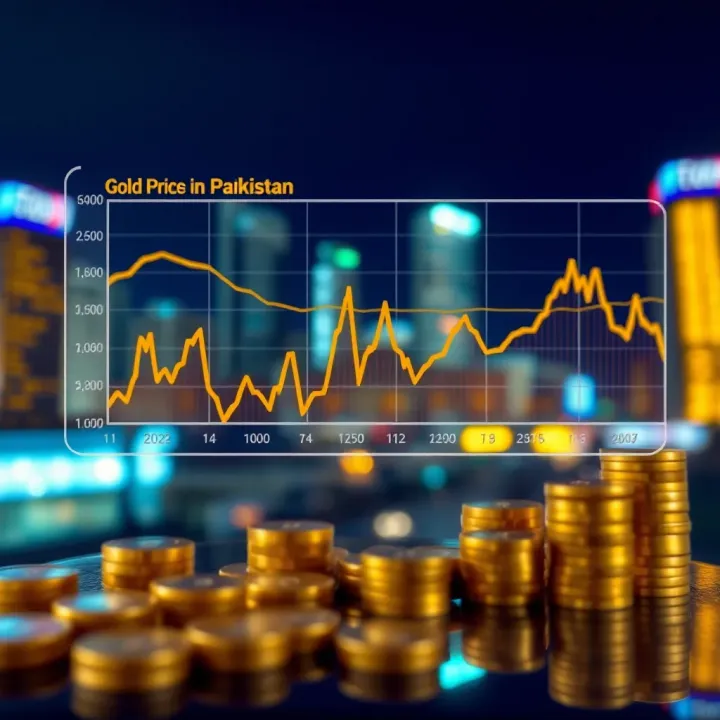 Gold Price Trends and Influencing Factors in Pakistan Graph showing fluctuations in gold prices in Pakistan influenced by economic and geopolitical factors