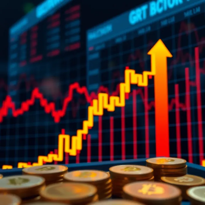 Graph showing upward trend in cryptocurrency values highlighting The Graph's market growth