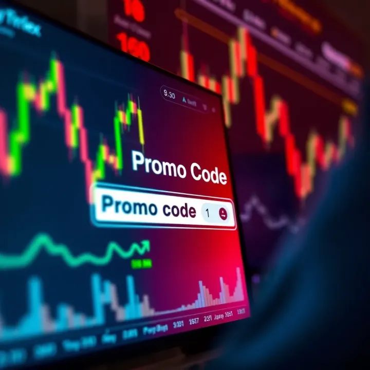 Entering Promo Codes to Enhance Trading Experience on Quotex Illustration showing a digital screen with promo code input box and trading graphs in the background